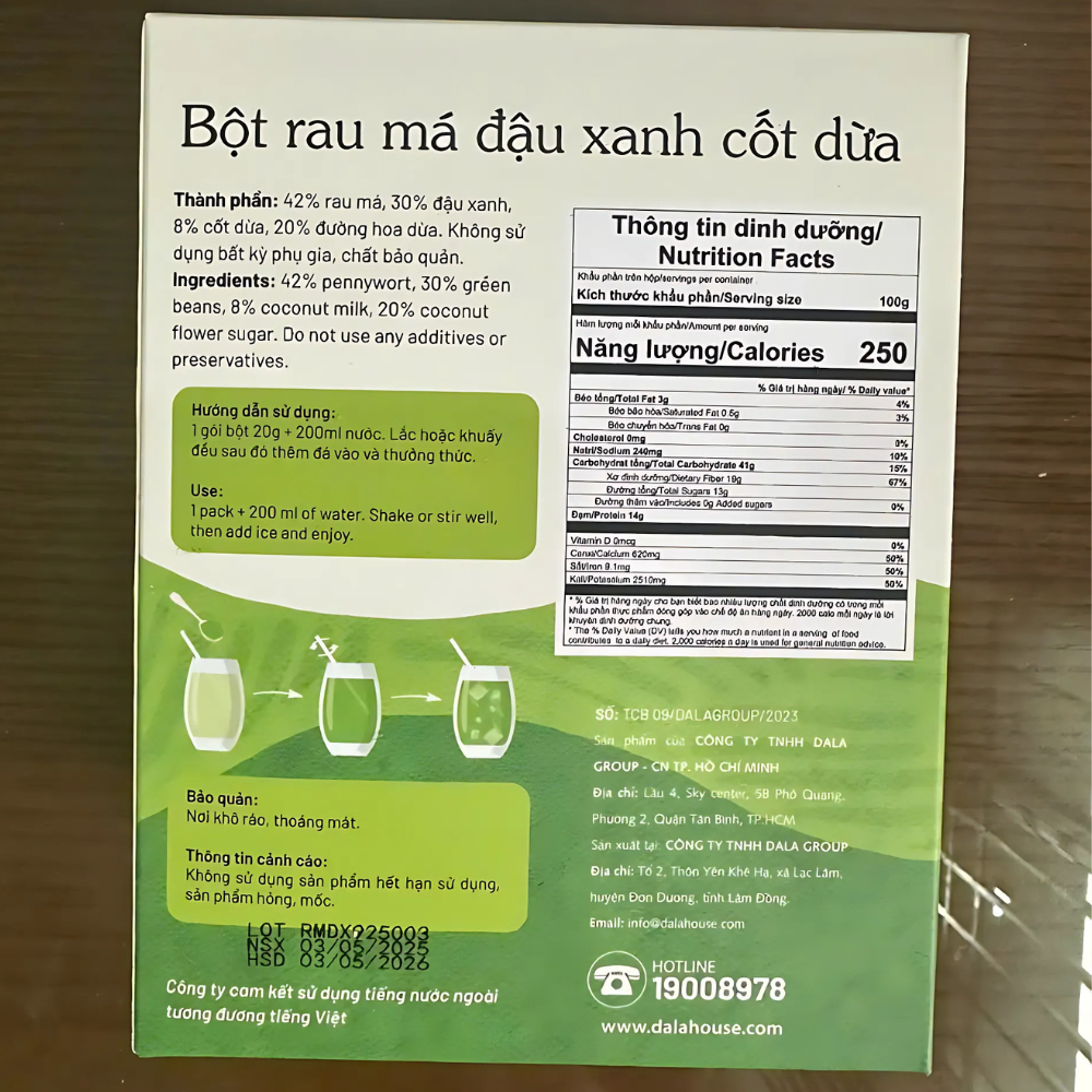 Bột Rau Má Đậu Xanh Cốt Dừa - Ảnh 4